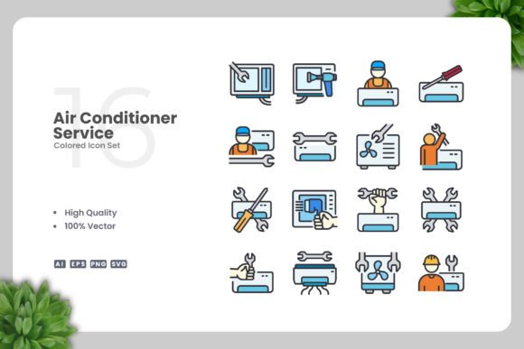 Air Conditioner Service Color Icons Review