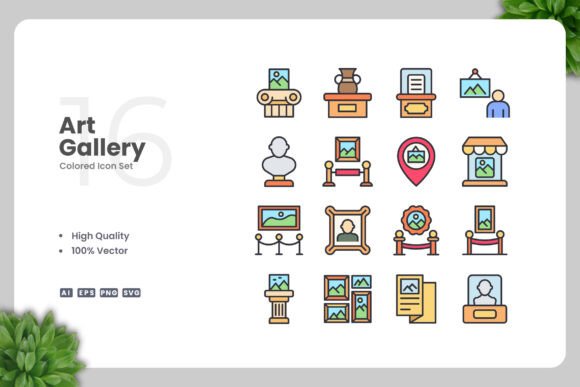 Art Gallery Color Icons for Graphics and Icons