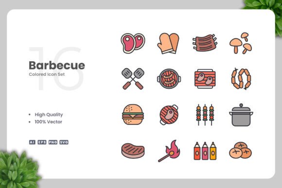 Barbecue Color Icons for Graphic Design Projects