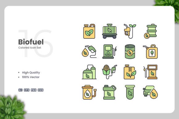 Biofuel Color Icons - Clean Graphics for Digital and Print