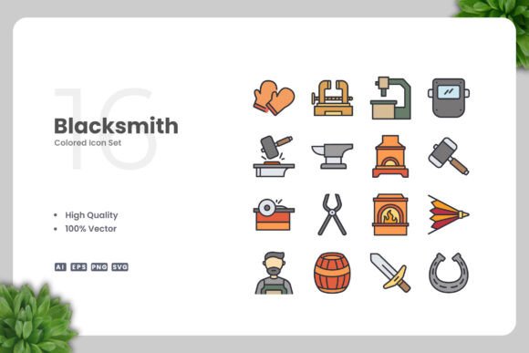 Blacksmith Color Icons for Local Business Branding