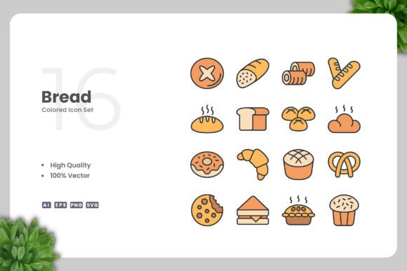 Bread Color Icons - Clean Graphics for Creative Projects
