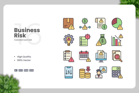 Business Risk Color Icons for Graphic Design Projects