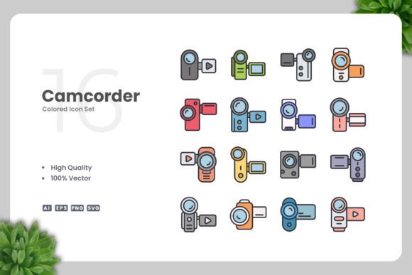 Camcorder Color Icons for Modern Branding and Graphics