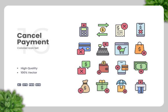 Cancel Payment Color Icons for Small Business Branding