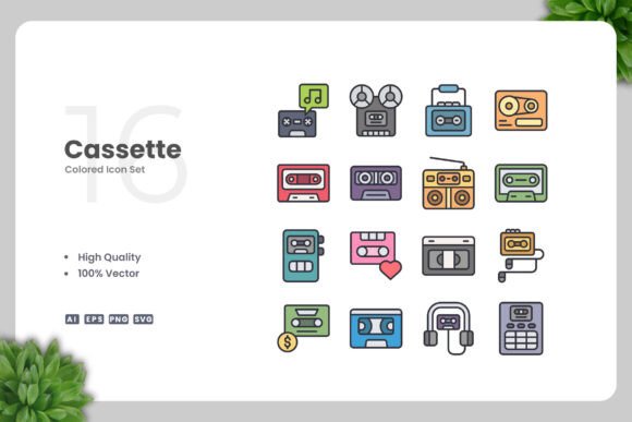 Cassette Color Icons for Modern Graphics