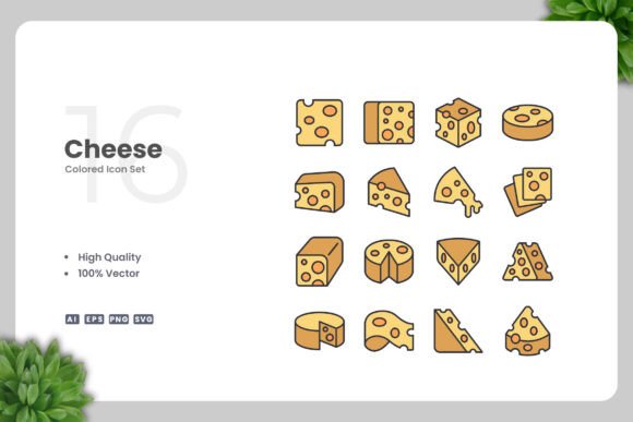 Cheese Color Icons – A Versatile Graphic Design Asset