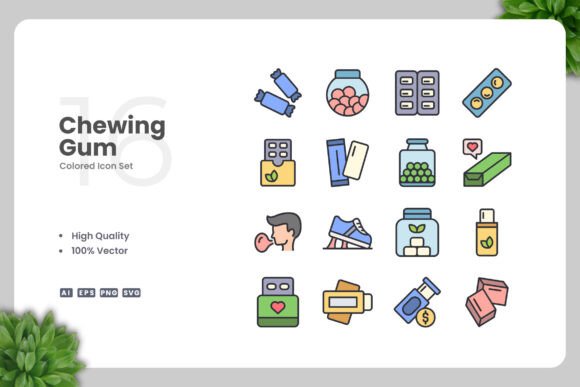 Chewing Gum Color Icons for Graphic Design Projects