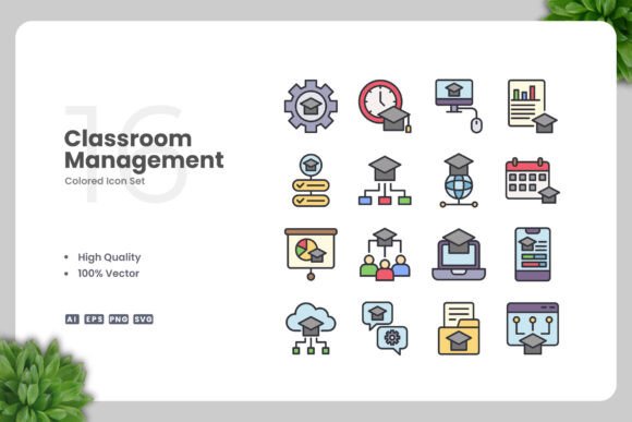 Classroom Management Color Icons Graphics