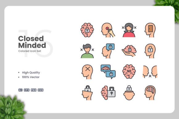 Closed Minded Color Icons - A Versatile Graphic Asset for Sellers