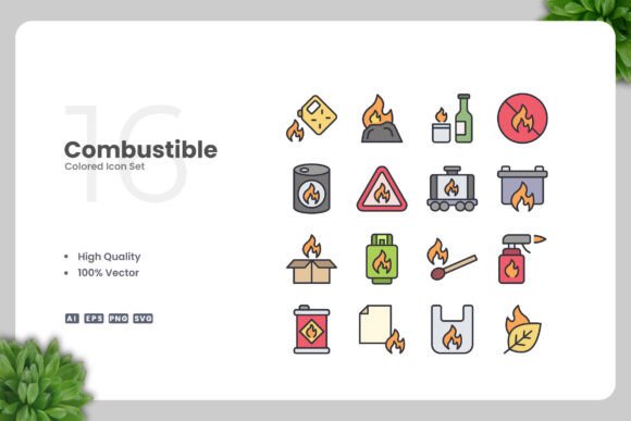 Combustible Color Icons: A Graphic Design Asset for Digital Sellers