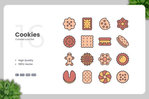 Cookies Color Icons Graphics for Handmade Creations