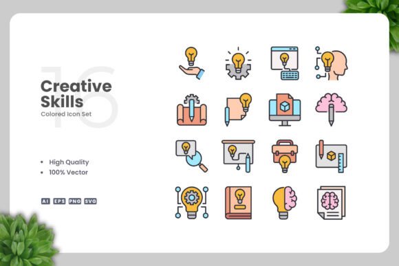Creative Skills Color Icons - Versatile Graphics for Branding