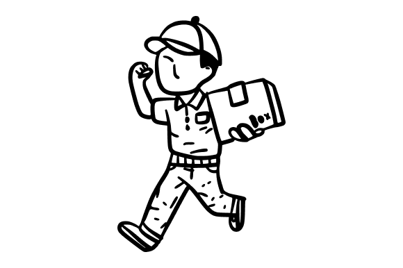 Delivery Man Carrying a Package Doodle - A Versatile Graphic Asset