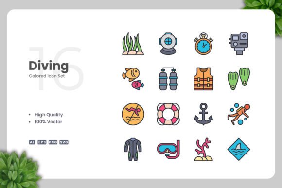 Diving Color Icons for Local Business Branding