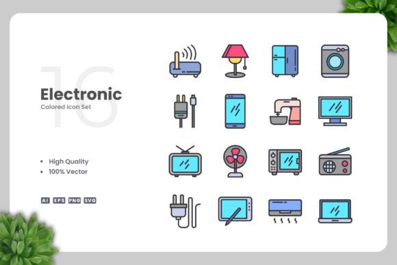 Electronic Color Icons - Clean Graphics for Handmade Creations