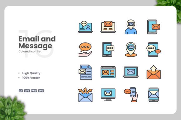 Email and Message Color Icons Graphics