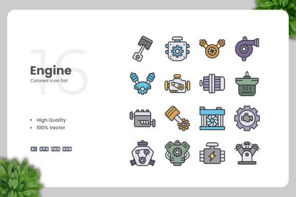 Engine Color Icons: A Versatile Graphic Asset for Modern Branding