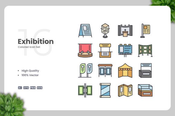 Exhibition Color Icons for Clean Website Graphics