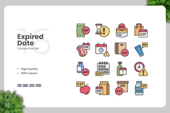 Expired Date Color Icons for Modern Web and Print Design
