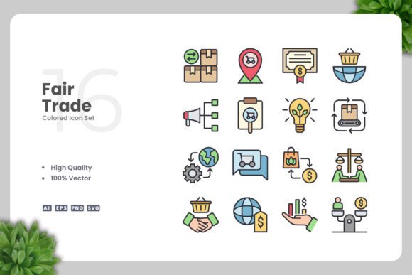 Fair Trade Color Icons - Versatile Graphics for Creative Projects