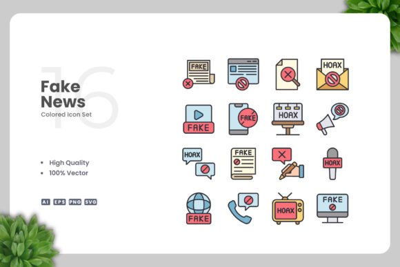 Fake News Color Icons - Clean Graphics for Handmade Creations