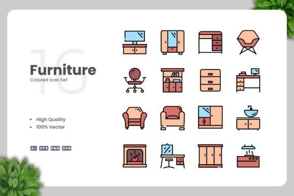 Furniture Color Icons – A Versatile Graphic Asset for Design Projects
