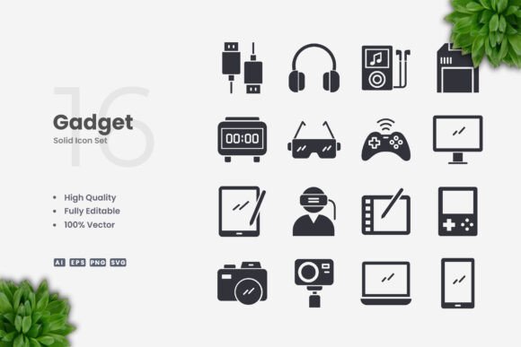 Gadget Solid Icons - Modern Graphics for Clean Icon Design