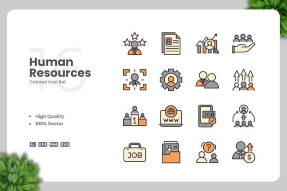 Human Resources Color Icons for Modern Design Projects