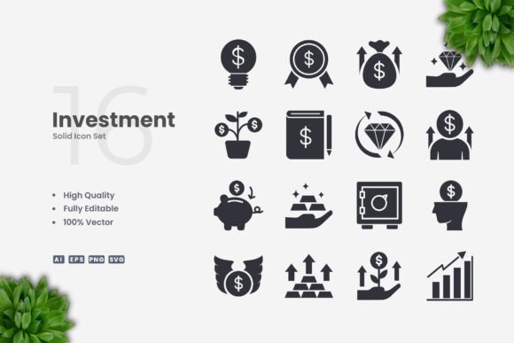 Investment Solid Icons for Crafting and Handmade Business