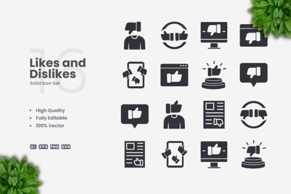 Likes and Dislikes Solid Icons for Handmade Projects