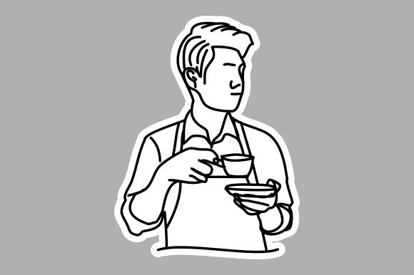 Minimalist Coffee Brewing Doodle: A Versatile Graphic for Branding