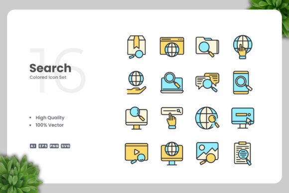 Search Color Icons: A Versatile Graphic Design Asset for Local Brands