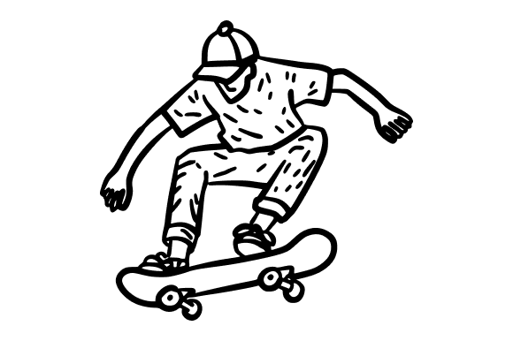 Skater Jumping with Skateboard Doodle Review