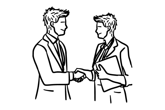 Two Businessmen Shaking Hands Doodle: A Versatile Graphic for Branding