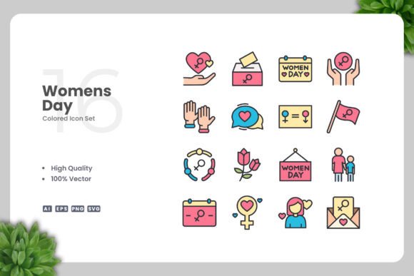 Womens Day Color Icons for Modern Branding